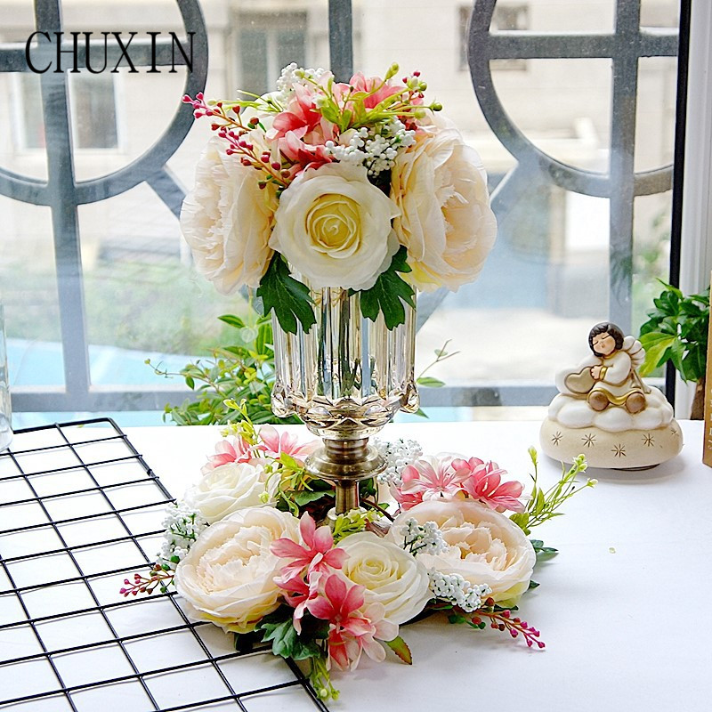 

British Lulian Princess rose bride holding flower wreath artificial flower home decoration wedding supplies photography props, Flower bouquet