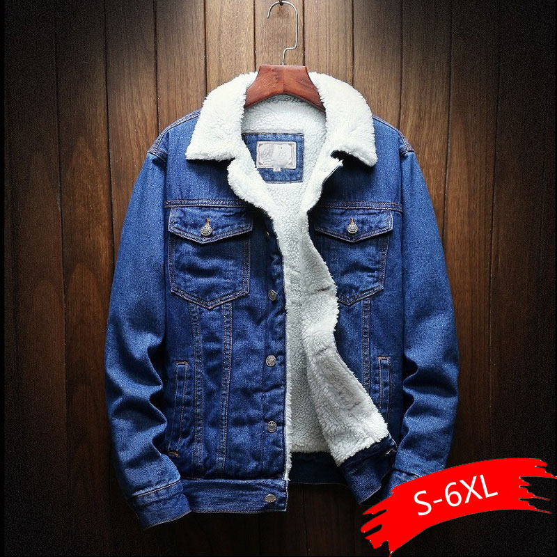 

Warm Fleece Denim Jacket 2019 Winter Fashion Mens Jean Jacket Men and Coat Trendy Outwear Male Cowboy Clothes homme S-6XL, Dark blue