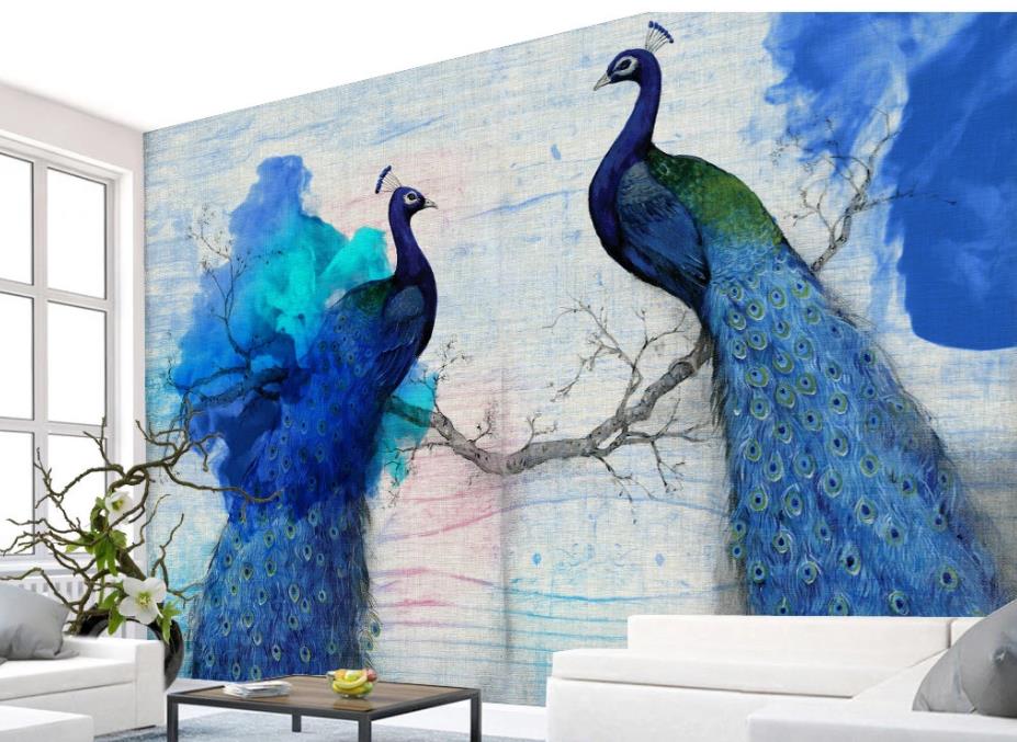 

3d murals wallpaper for living room Modern peacock wallpapers blue wallpapers background wall decoration painting