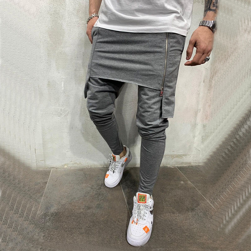 

Autumn Mens Harem Pants Elastic Waist Stripe Pockets Casual Loose Drop Crotch Trousers Men Streetwear Hip-hop Pant, Photo color