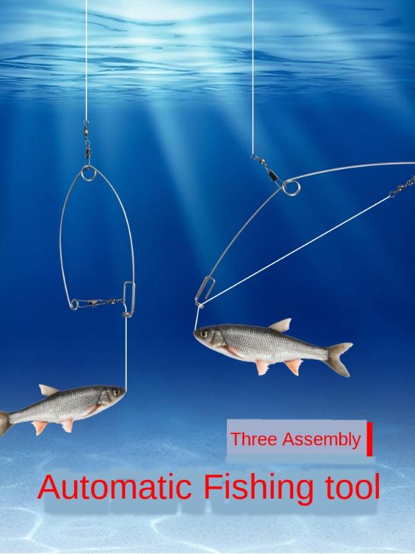 

3Pcs Automatic Fishing Tool Gear Machine Spring Catapult Hook Wild Survivor High Elasticity Toughness Stainless Steel River Lake