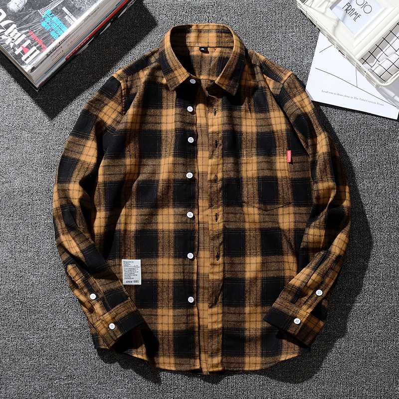 

Mens Shirt 50% Cotton Plus Size 6XL 7XL 8XL 9XL 10XL 11XL for Big Teenagers 155kg Casual Fashion Plaids Yellow Asian Size SCM606