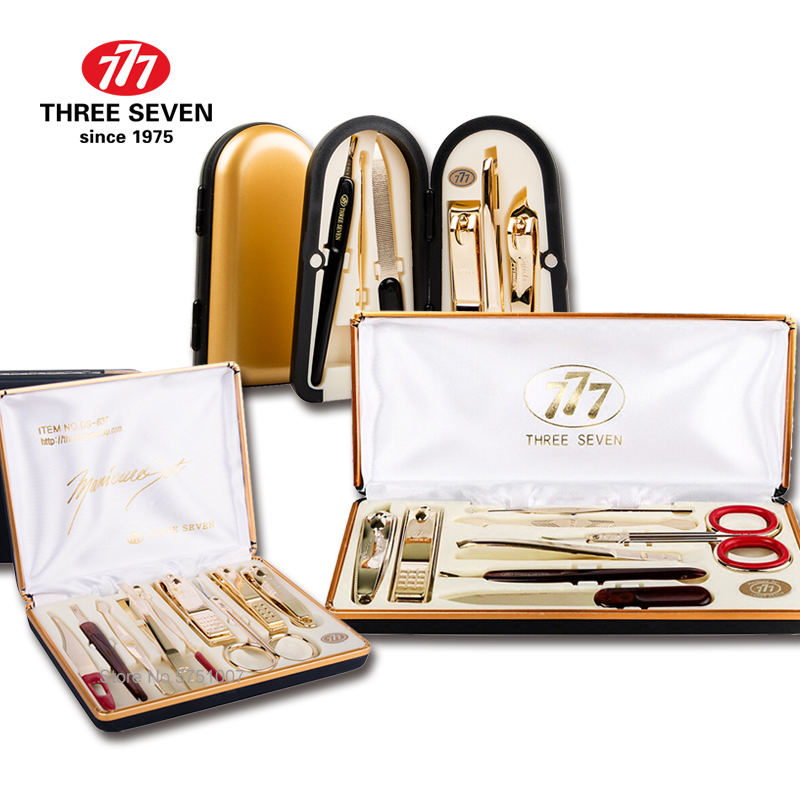 

THREE SEVEN/777 Classic Nail Clippers Kit 14K Gold-plated Nail Tools Home Care Manicure Pedicure Set Business Gifts