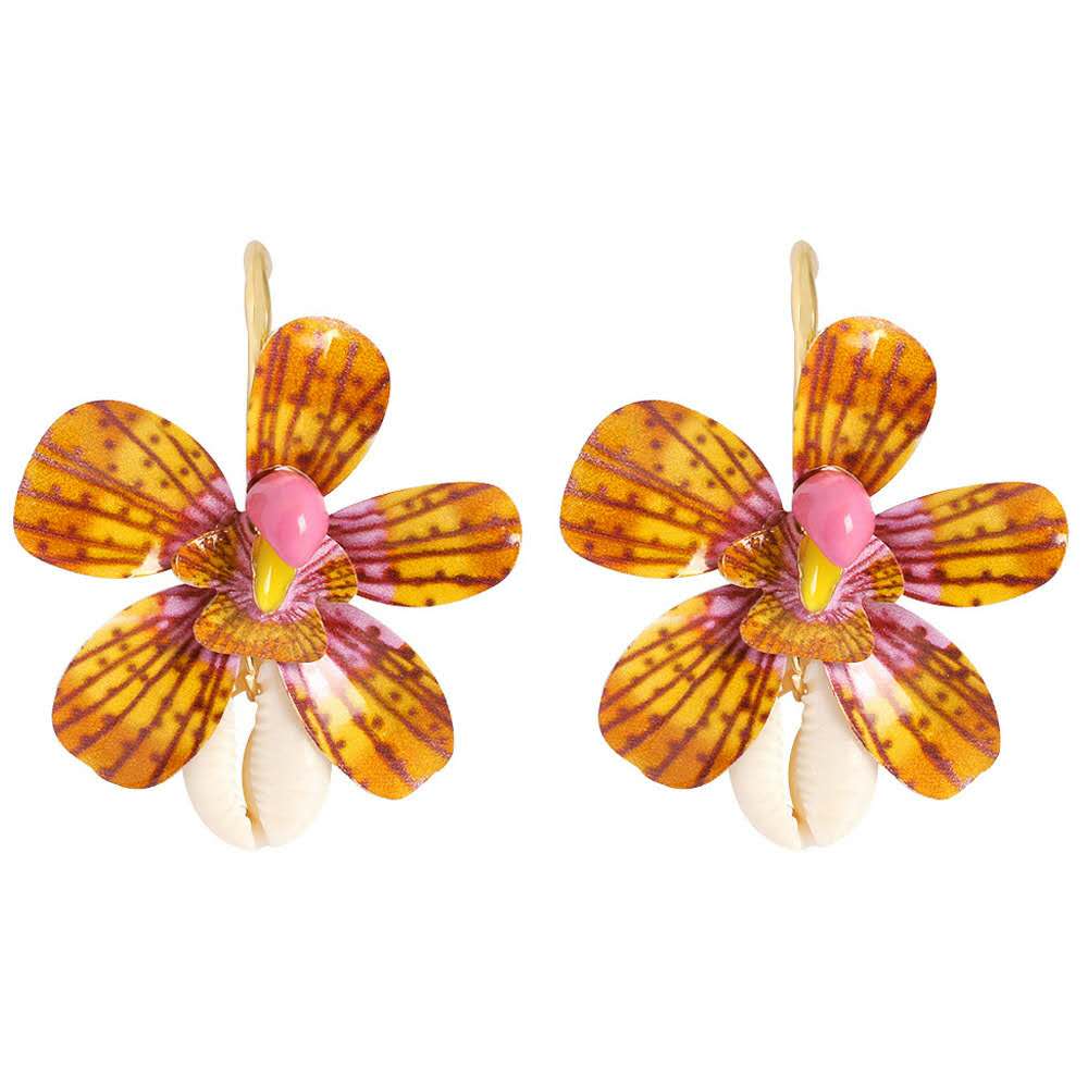 

Wholesale- shell charm dangle earrings for women hot sale punk pink orange chandelier earring bohemian holiday style bestie jewelry gifts