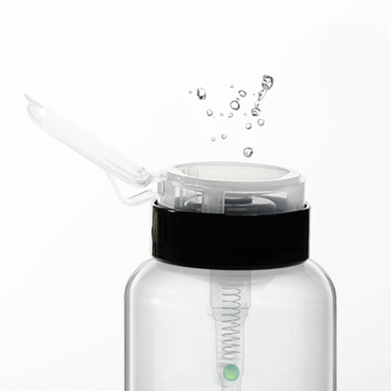 

1Pc 200ml Plastic Push Down Empty Pump Dispenser Nail Polish Remover Alcohol Clear Bottle Nail Art UV Gel Cleaner