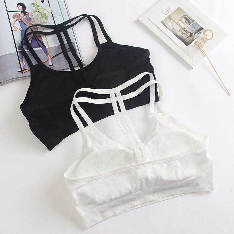 

Fitness Top Women Push Up Yoga Bra Gym Sports Bra Women For Fitness Crop Top Yoga Cup For A-D Black White Female, A1572 black