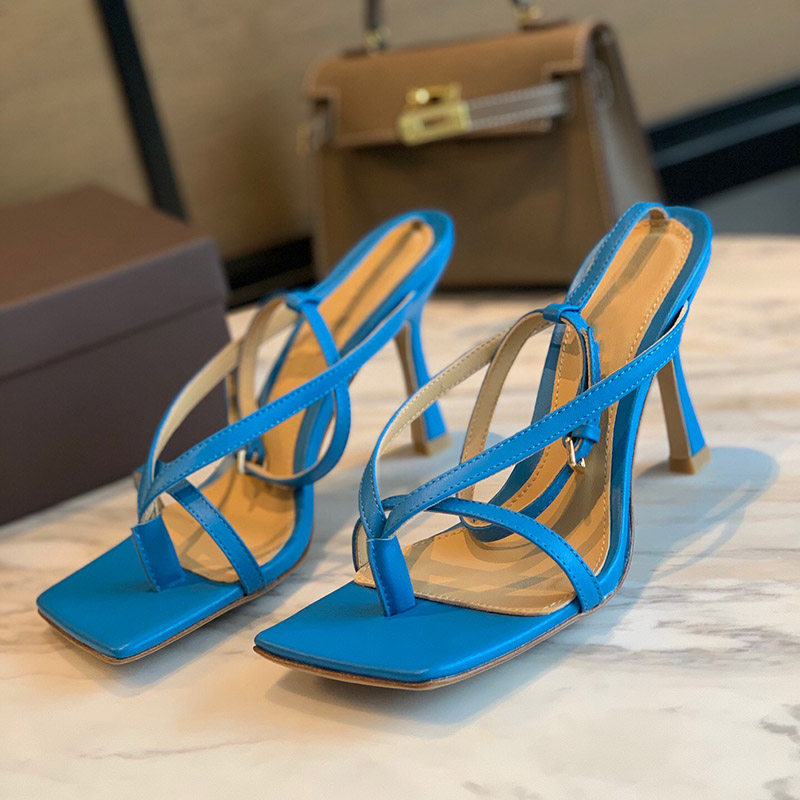 

Womens luxury designer slides flip flops sandals Ankle strap sandals STRETCH SANDALS fashion Party square sole sandal Wedding high heels, Black