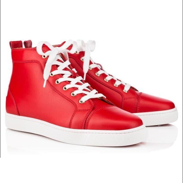 

Price White Black Genuine Leather Sneaker Flat High Quality High Top Red Bottom Shoes Women Men Outdoor Redbottom Casual Walking Shoes