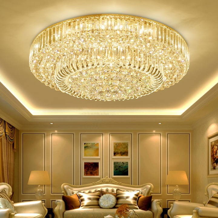 LED Light Modern Crystal Ceiling Lights Fixture 3 White Color Dimmable Round Ceiling Lamp with Remote Controller Hotel Home Indoor Lighting-image-487214342
