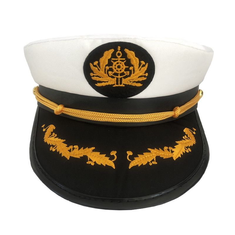 

Cotton Sailor Hat for Men Women Children Fashion Flat Army Cap Captain Uniform Hats Boys Girls Pilot Caps Adjustable, White