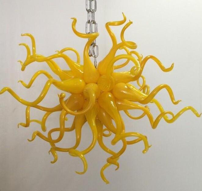 

Lamps AC Led Bulbs 110v/240v Stylish Craft Modern Chandeliers Light for Dinning Room Style Yellow Glass Small Chandelier