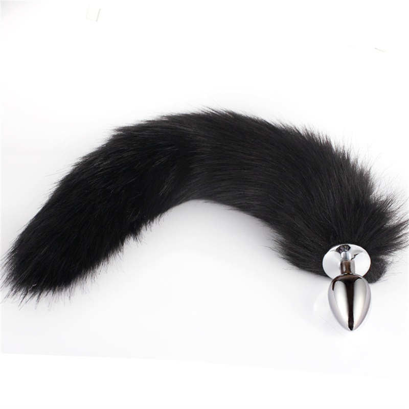 Real Fox Bush Wolf Tail Stainless Steel Plug Romance Game Toy Funny Lover Gift