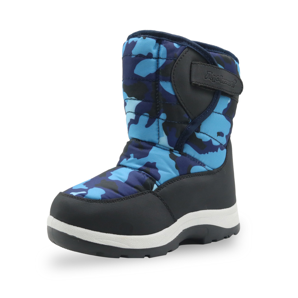 

Children's Warm Plush Winter Snow Boots for Baby Boys Toddler Kids Mid-Calf Waterproof Camouflage Mountaineering Shoes, Grey