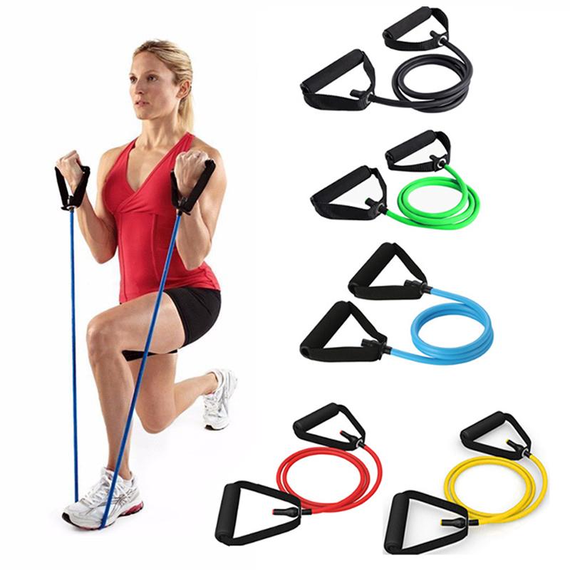 

Portable level 5 resistance band with handle yoga pull rope elastic fitness training tube with home exercise strength training