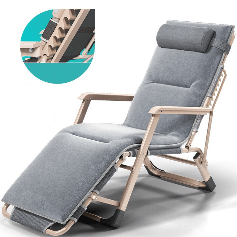 

New Outdoor or indoor adjustable nap recliner chair folding deck chair Beach with Steel Pipe frame Moisture absorption