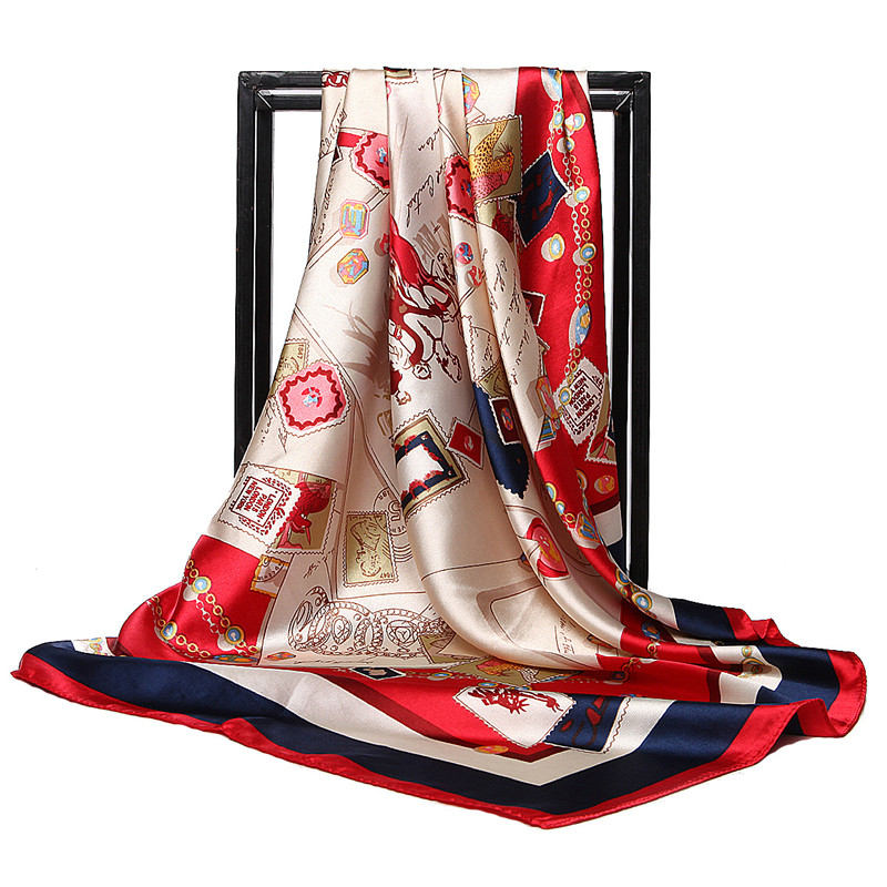 

New simulation silk scarf 90cm * 90cm square scarf ladies gift scarf