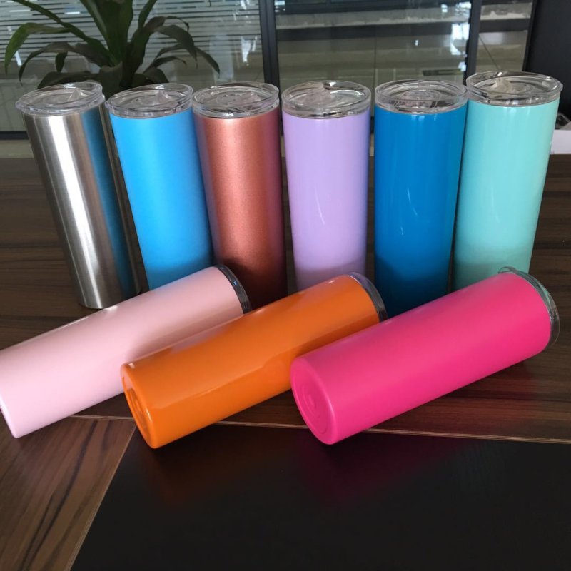 

20oz Skinny Tumbler Stainless Steel Beer Mugs with Straw Insulated Coffee Mug Double Wall Vacuum Travel Mug Wine Tumblers 20oz Bottle A03, Customize