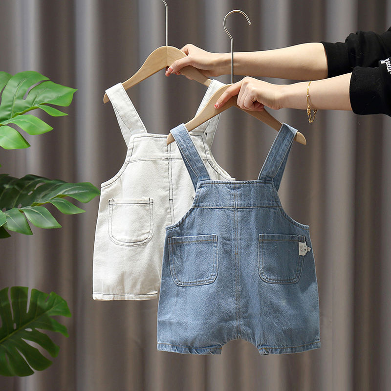 

Boys and girls shorts baby children denim straps shorts kids summer clothes baby children suspenders 0-6 years, Blue