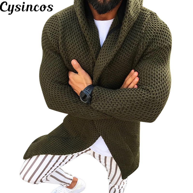 

CYSINCOS Hoody Sweater Coat Men Winter Clothes Casual Sweatercoat Tricot Cardigan Male Autumn Hoodies Knitted Overwear Hombre