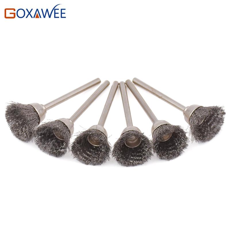 

GOXAWEE 50pcs Rotary Tools Polishing Brush 3.0mm Mounted Steel Brass Wire Polishing Wheels Abrasive Tools for Electric Engraver
