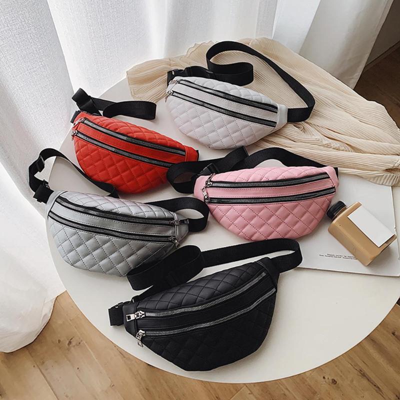 

Women PU Leather Banana Waist Bag Double Zipper Belt Bag Fashion Fanny Pack Casual Crossbody Chest Phone Pouch rinoner, Black