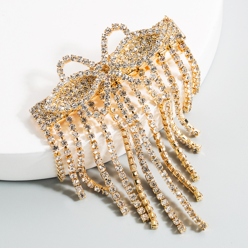 

Irregular tassel rhinestone hairpin alloy temperament flower small duckbill clip female Golden side clip