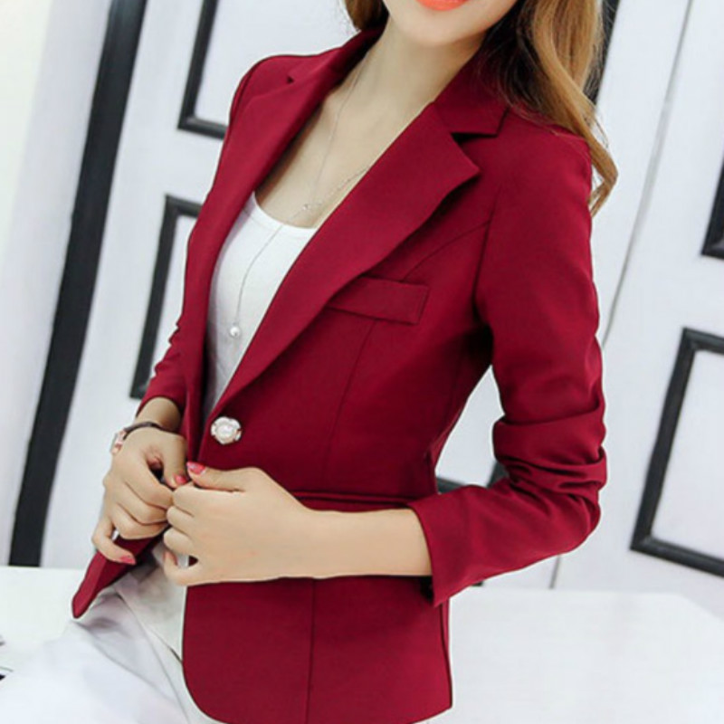 

Casual ladies long sleeve blazer Temperament Slim Fit Single Button Solid Color Suit Jacket Business small suit female 2019, Beige