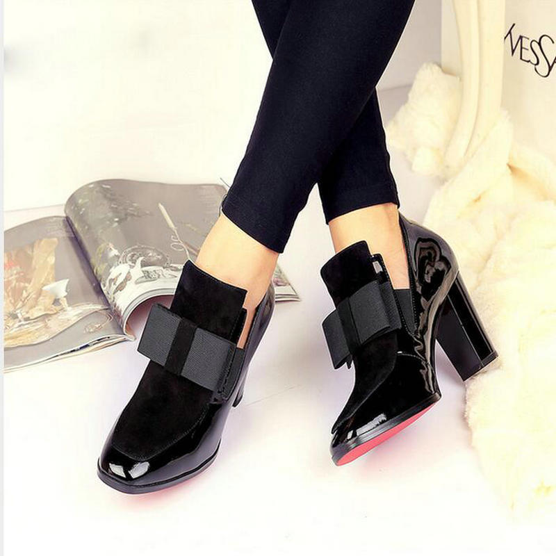 

2020 New 100% Red Bottom sole high heels pumps square toe genuine leather shoes women ladies black Sexy chaussure femme