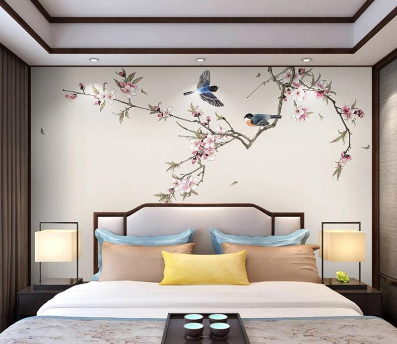 

Hand painted peach blossoms Photo wallpaper Custom 3D wallpaper Wall mural bedroom Living room TV Background 3d wall paper, Same as photo