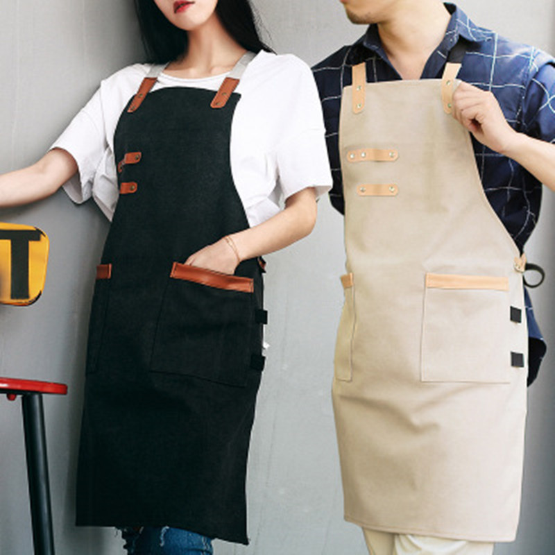 

Comfortable Cotton Denim Apron Woman Man Cooking Panting Aprons Durable Restaurant Working Clothes Coffee Use Nail Salon Aprons