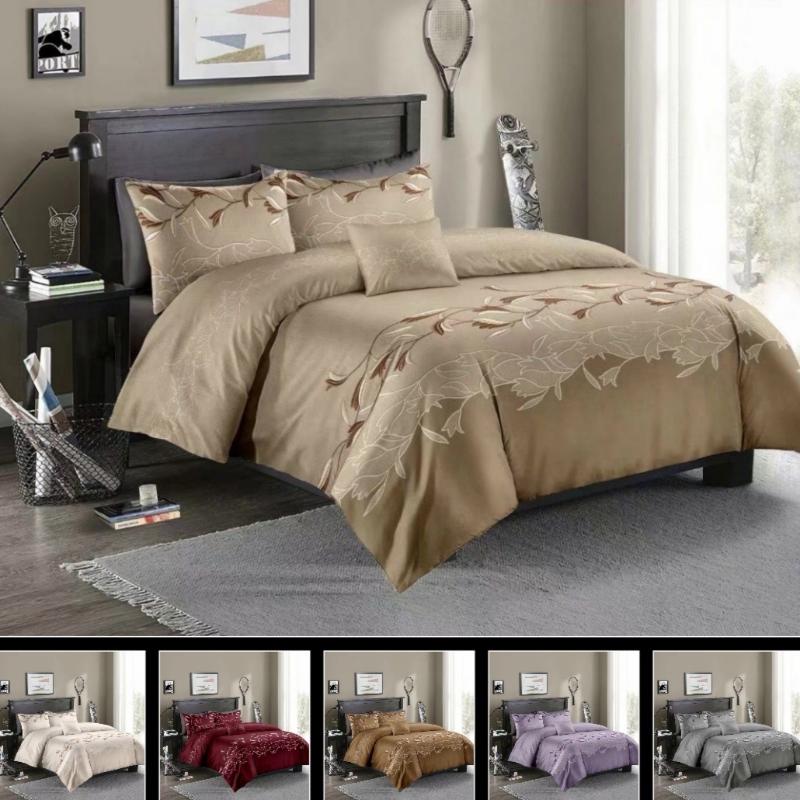 

2 or 3pcs Bedding Set Luxury Flowers printing Duvet Cover Sets with Zipper Closure 1 Quilt Cover + 1/2 Pillowcases US/EU/AU Size, White