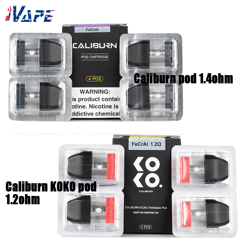 

UWELL Caliburn KOKO Caliburn Pods Cartridges 2ml Dual Wick 1.4ohm & 1.2ohm Replacement Cartridge For Caliburn (KOKO) Pod Kit 4pcs/pack