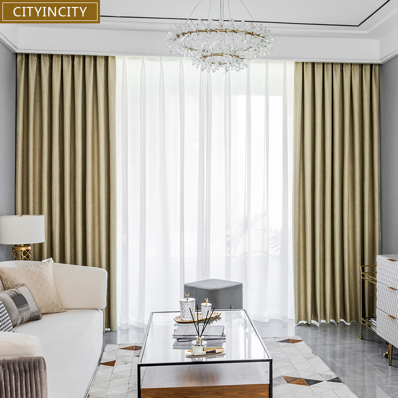 

CITYINCITY thermal Curtain For Living room 100% blackout Home Decor Embossing Curtains for Bedroom white curtain custom made
