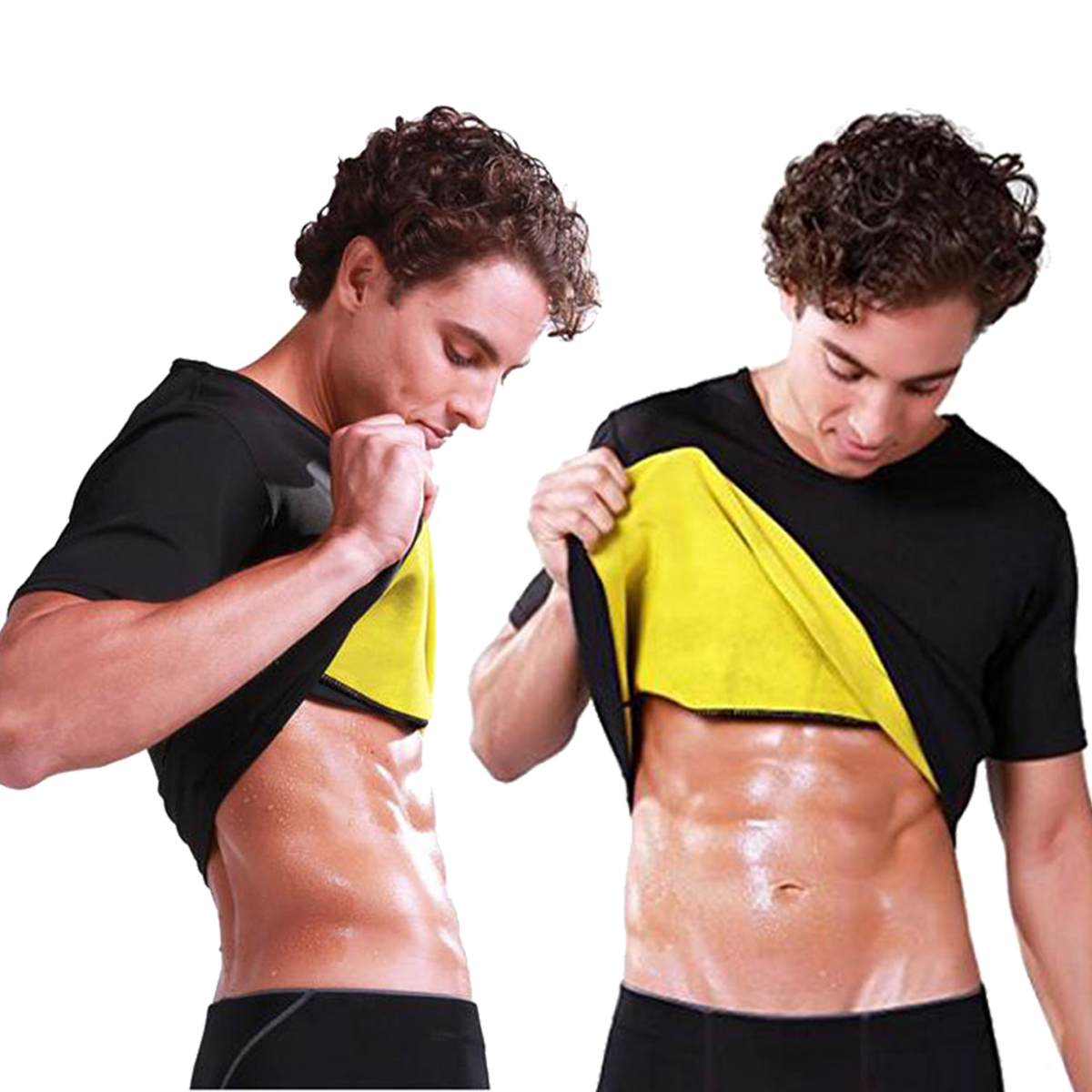 ITFABS New Men T-Shirts Course De Néoprène Poids Minceur Body Shaper Perte Cincher Taille Trainer Short Shirt Plus La Taille S-3XL