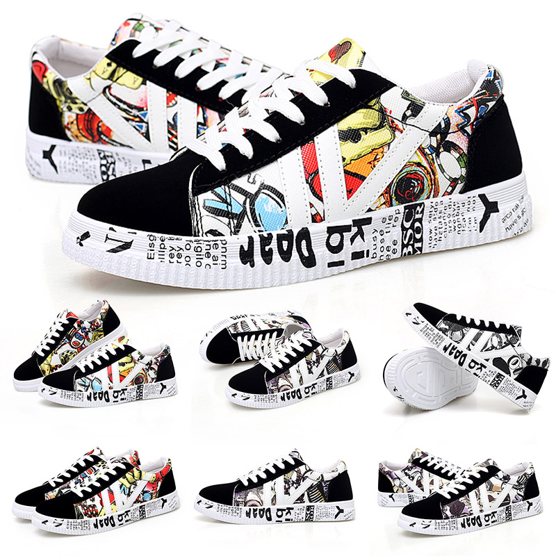 

wholesale outdoor men women canvas shoes colorful poker card black red white comfortable breathable designer trainers skateboard shoes 36-44, B5