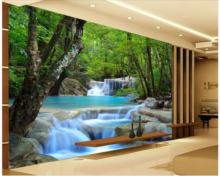 

WDBH 3d wallpaper custom photo HD Forest River Waterfall tv background living room home decor 3d wall murals wallpaper for walls 3 d, Non-woven