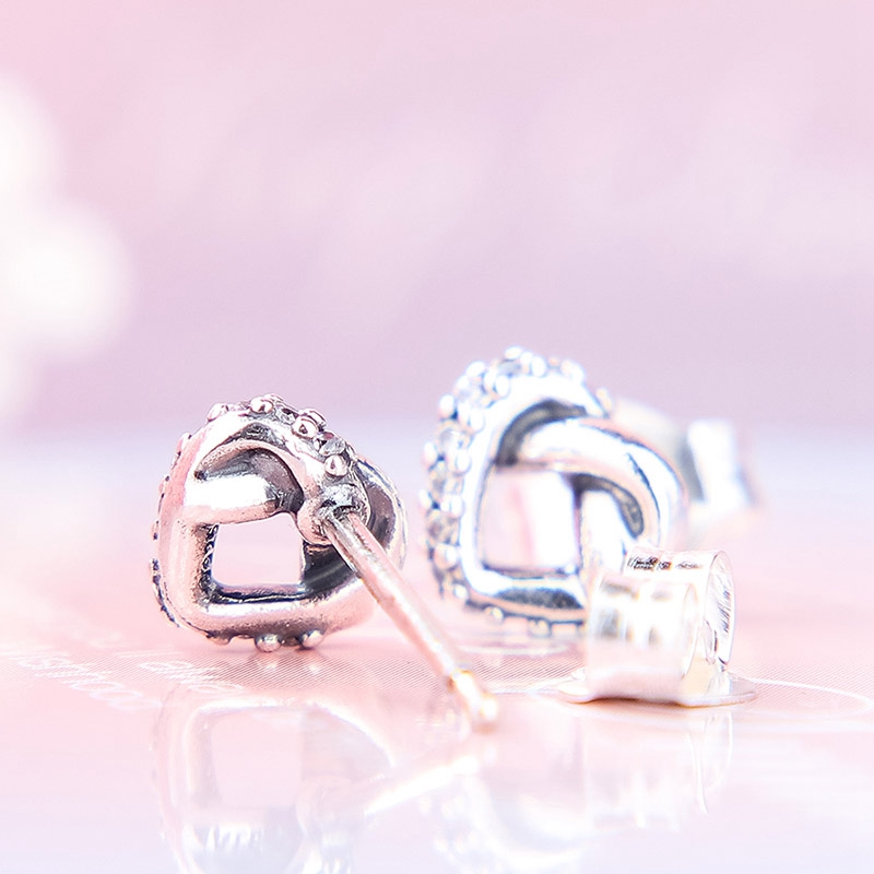 

Wholesale-Heart Intertwined Stud Earrings Luxury Designer Jewelry for Pandora 925 Sterling Silver Women's Love Stud Earrings with Box
