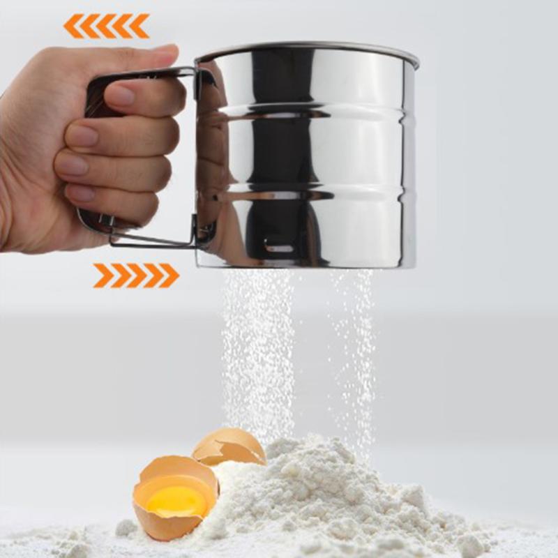 

Stainless Steel Mesh Flour Sugar Shaker Sieve Cup Shape Bakeware Baking Tool Flour Shaker Sieve Kitchen Gadget Non-toxic