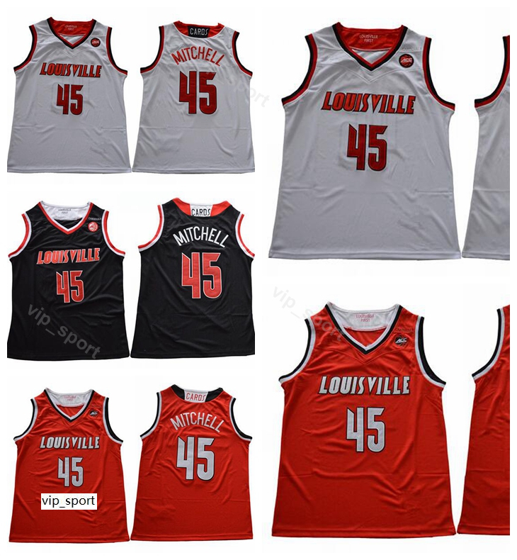 

Donavan Mitchell College Jersey 45 Men Basketball Jersey Team Color Red Black Away White University Breathable