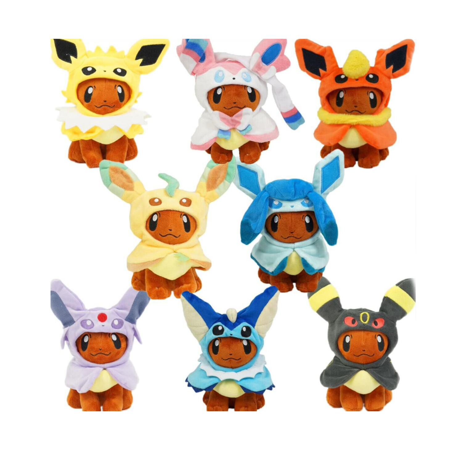 

New Toy Eevee Cosplay Jolteon Espeon Umbreon Flareon Glaceon Vaporeon Sylveon Soft Doll Plush Toy For Kids Christmas Gifts 8" 20CM