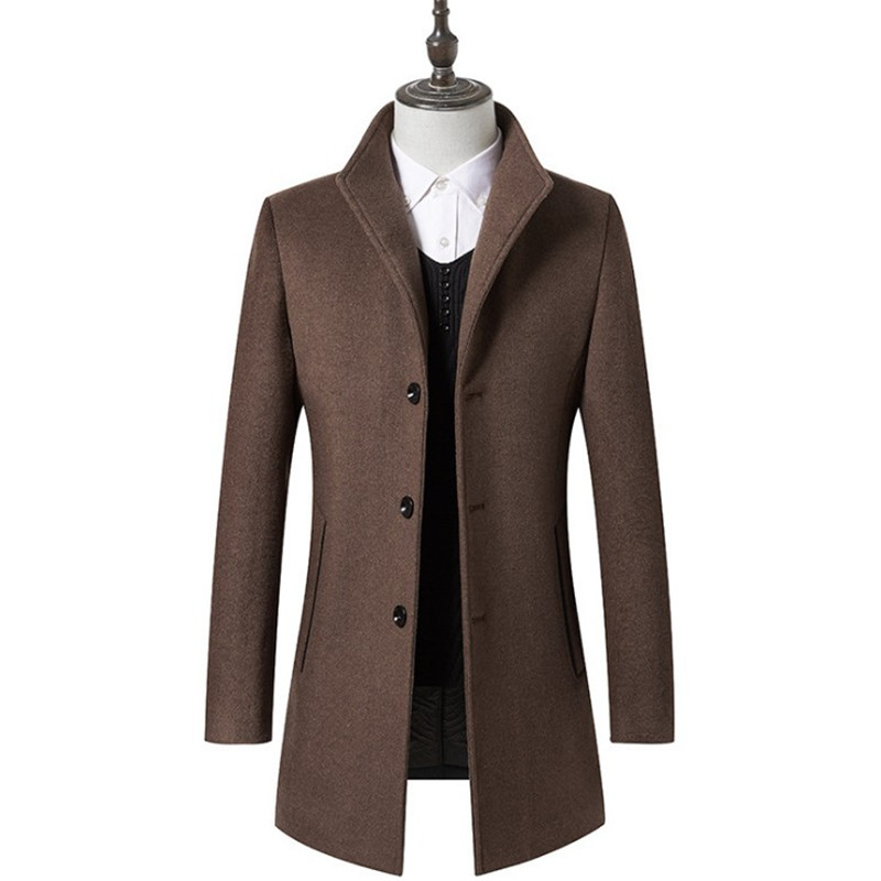 

Long Wool Blends New Autumn 2019 Men Fashion Slim Turn Down Collar Overcoat Men Casual Wool Jacket Winter Windbreaker Ds50815, Black