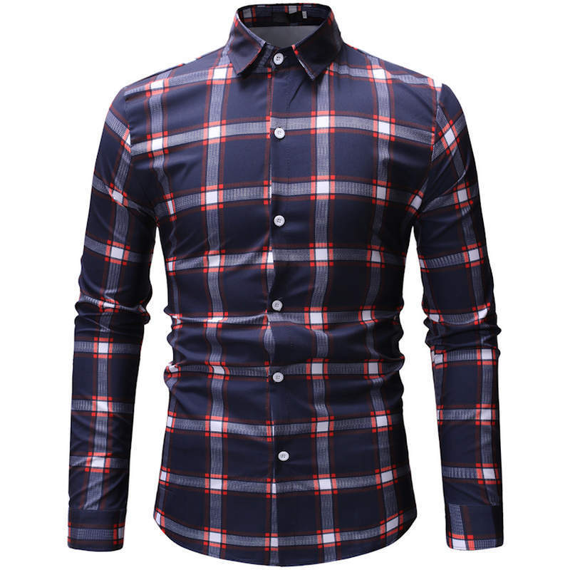

New Men's Long Sleeve Beach Hawaiian Cotton Shirt Casual Shirt Men's Model Clothing in Summer 2019, Ml14 blue