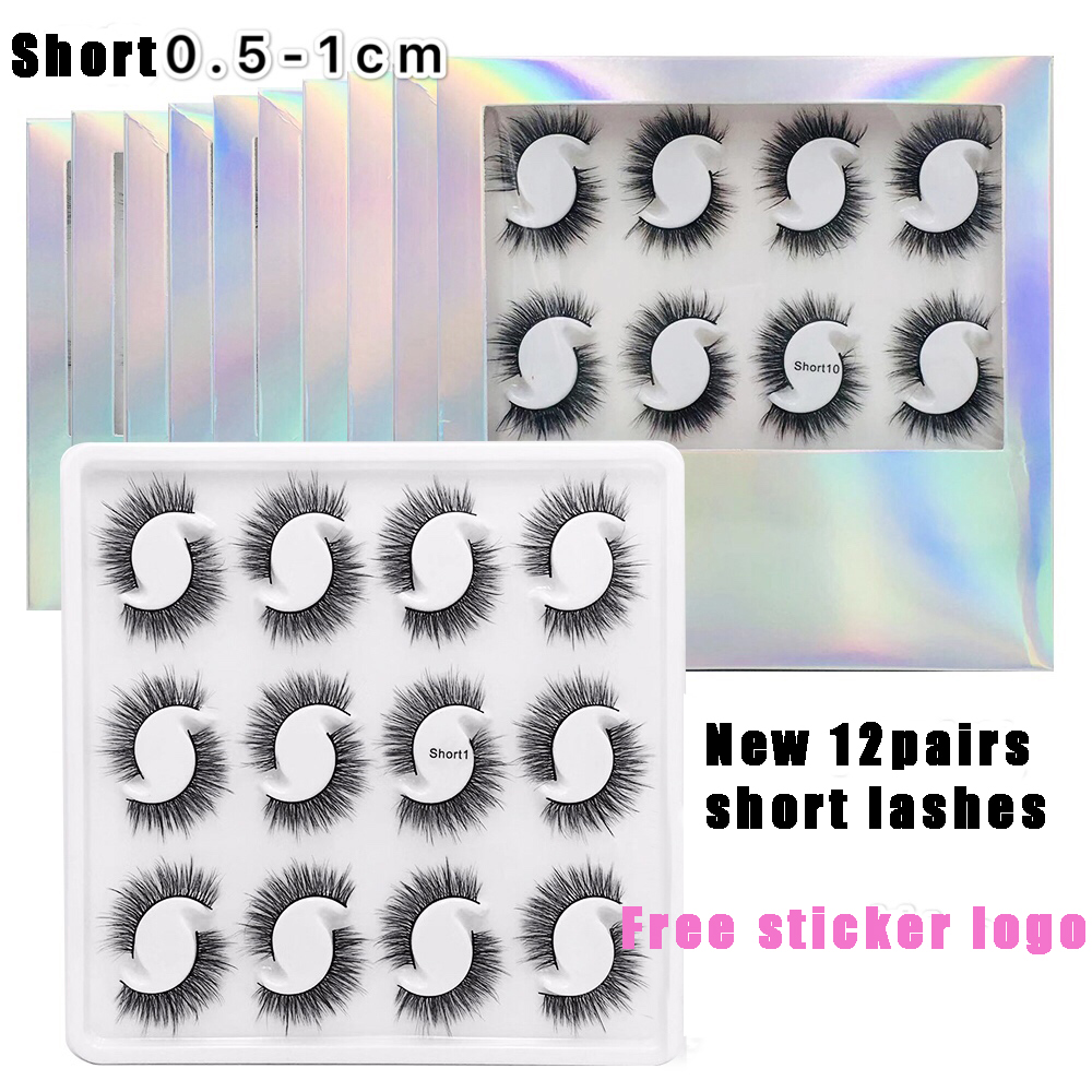 

12 Pairs short eyelashes 3D Mink Hair False Eyelashes Natural/fluffy Long Eye Lashes Wispy Makeup Beauty Extension Tools
