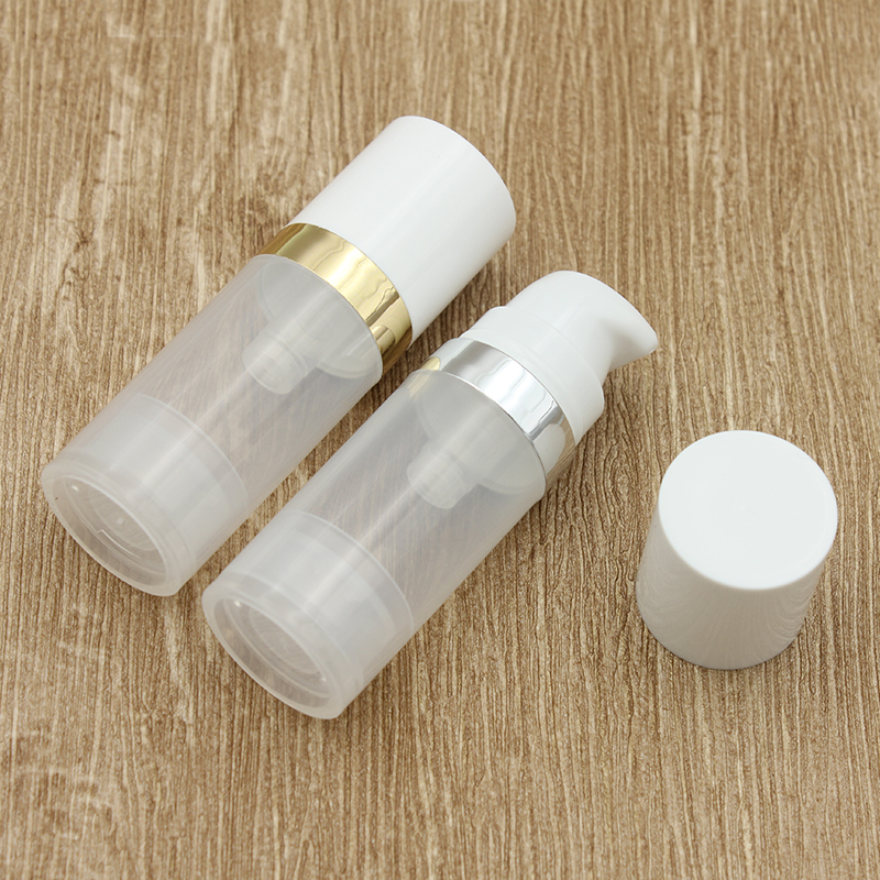 

Empty 10ml Airless Pump Bottles Lotion Clear Plastic Vacuum Bottle for Cosmetics with Silver Gold Ring Cosmetic Packaging
