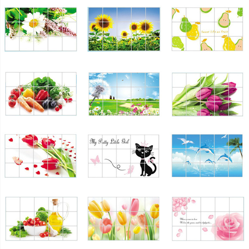 

Practical Wallpaper kitchen Wall Stickers Kitchen Oilproof Removable Wall Stickers Art Decor Home Decal Fruit 60*90cm