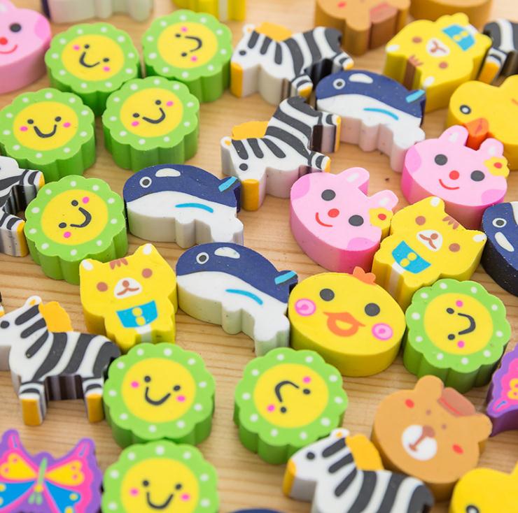 

Wholesale Creative Cartoon Eraser Colorful Animal Plant Eraser Primary School Cute School Supplies Gift Stationery Set
