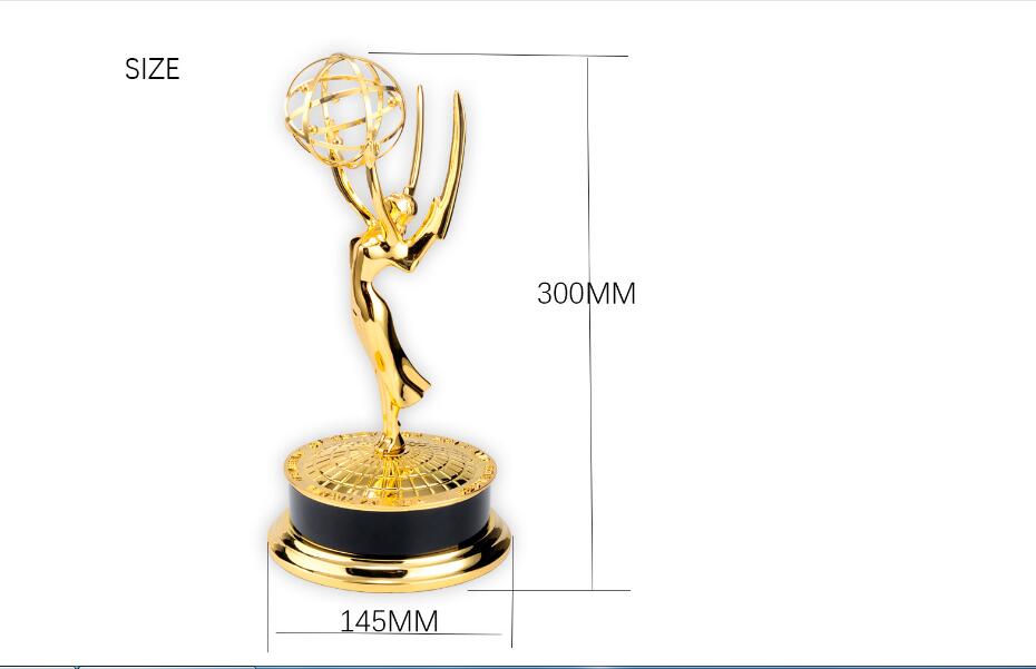

2020 Free ship Gold Metal Emmy Trophy award Factory Directly Sales Customized Corporate trophy Size 30cm 39cm