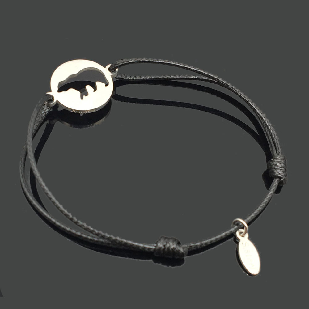 

Forest Bear Animal Parts Pendeloque Cut Stainless Steel Can Adjust Rope Bracelet Popular Weave Rope Bracelet