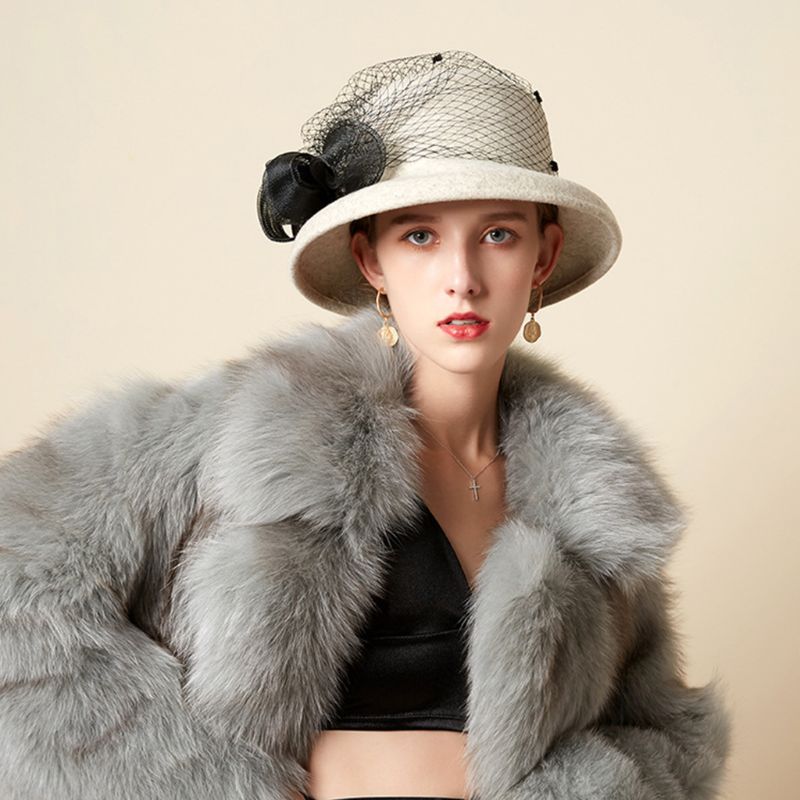 Fancy Damen Wollfilz 1920er Vintage Cloche Bowler Hut Winter Derby Kleid Hut f/ür Damen