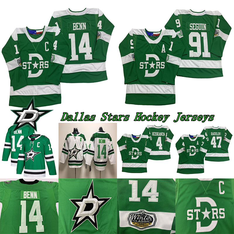 

Winter Classic Dallas Stars jerseys 14 Jamie Benn 91 Tyler Seguin 30 Ben Bishop 47 Alexander Radulov 4 Miro Heiskanen Hockey Jerseys, Green classic